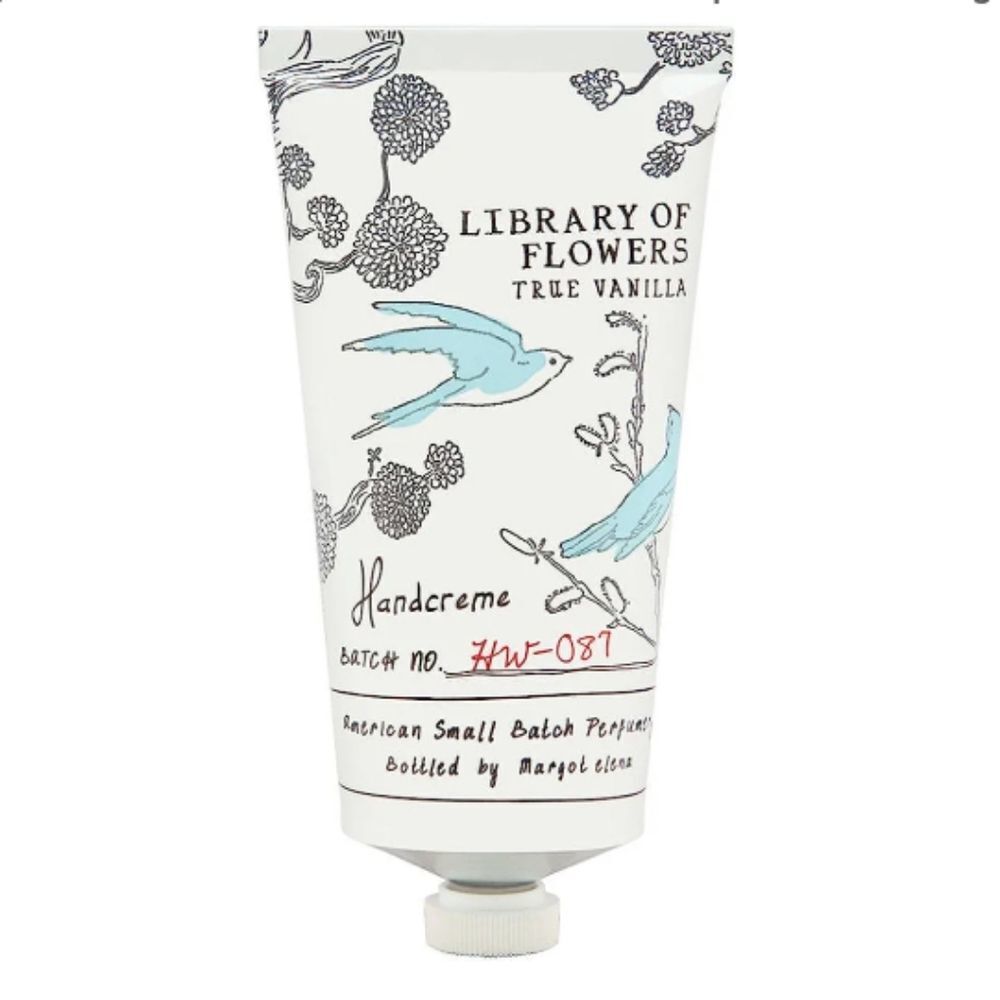 LIBRARY of flowers true vanilla hand creme NIB batch hw-087
